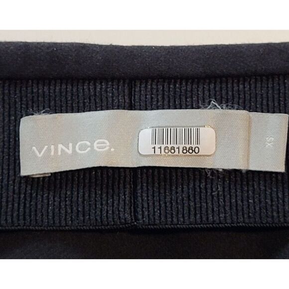 Vince XS Black Pencil Skirt Cotton Blend Stretch Pull On Front Vent Office Party - Picture 7 of 8